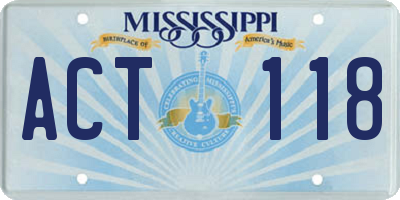 MS license plate ACT118