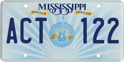 MS license plate ACT122
