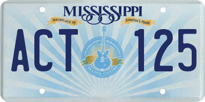 MS license plate ACT125