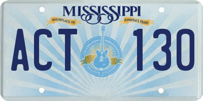 MS license plate ACT130
