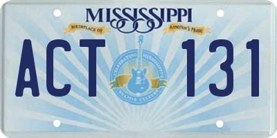 MS license plate ACT131