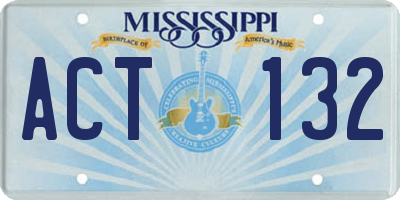 MS license plate ACT132
