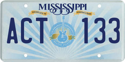 MS license plate ACT133