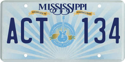 MS license plate ACT134