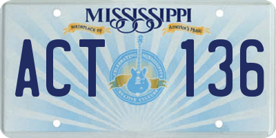 MS license plate ACT136