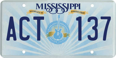 MS license plate ACT137