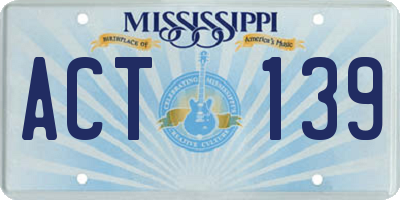 MS license plate ACT139