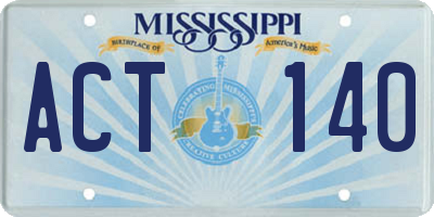MS license plate ACT140