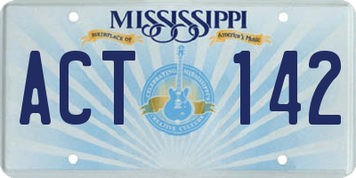 MS license plate ACT142