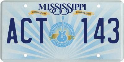 MS license plate ACT143