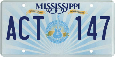 MS license plate ACT147