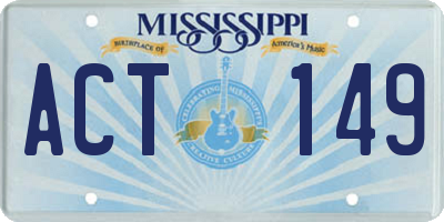 MS license plate ACT149