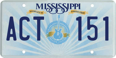 MS license plate ACT151