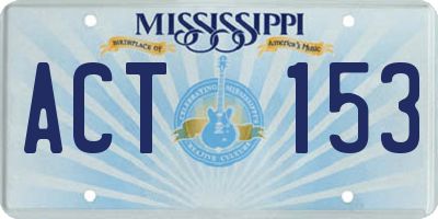 MS license plate ACT153