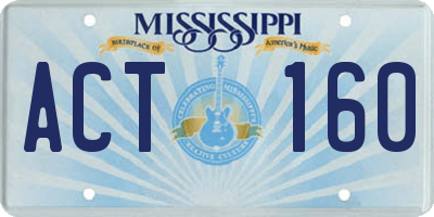 MS license plate ACT160