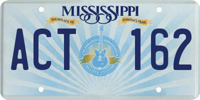 MS license plate ACT162