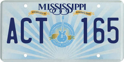 MS license plate ACT165