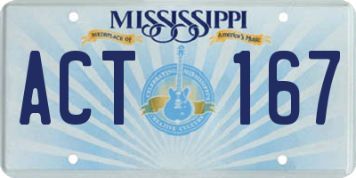 MS license plate ACT167