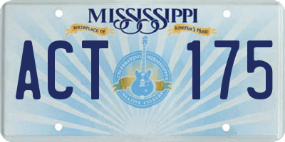MS license plate ACT175