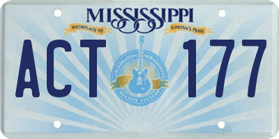MS license plate ACT177