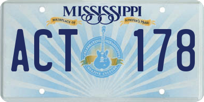 MS license plate ACT178