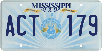 MS license plate ACT179