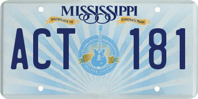 MS license plate ACT181