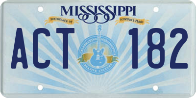 MS license plate ACT182