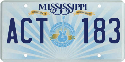MS license plate ACT183