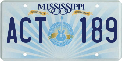 MS license plate ACT189