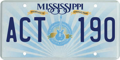 MS license plate ACT190