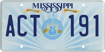 MS license plate ACT191