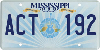MS license plate ACT192