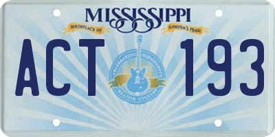 MS license plate ACT193
