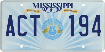 MS license plate ACT194
