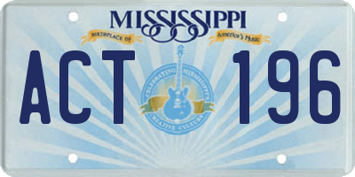 MS license plate ACT196