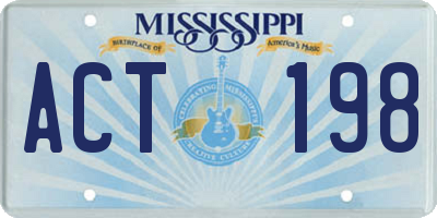 MS license plate ACT198
