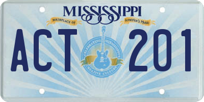 MS license plate ACT201