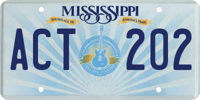 MS license plate ACT202