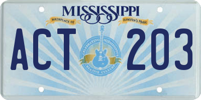 MS license plate ACT203