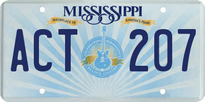 MS license plate ACT207