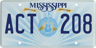 MS license plate ACT208