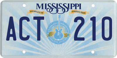 MS license plate ACT210