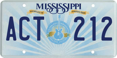 MS license plate ACT212