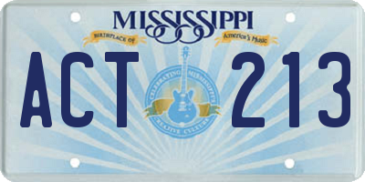 MS license plate ACT213