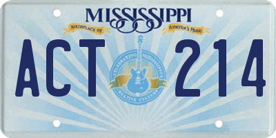 MS license plate ACT214