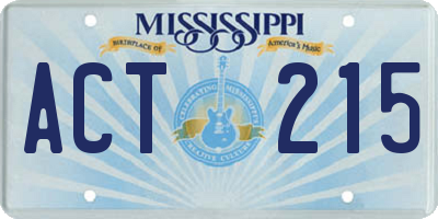 MS license plate ACT215
