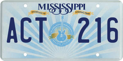 MS license plate ACT216