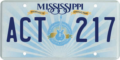 MS license plate ACT217