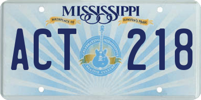 MS license plate ACT218